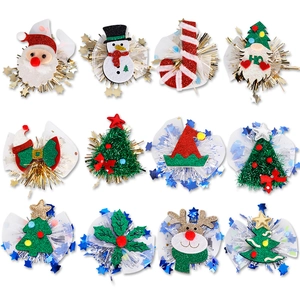 Pinzas Para El Cabello De Navidad Lindo Papá Noel Muñeco De Nieve Malla Purpurina Accesorios Para El Pelo De Fiesta Para Niñas