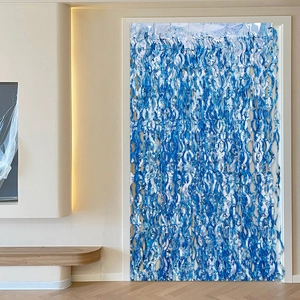 Blue and silver laser wave fringe curtain for birthday party and holiday backdrop decor