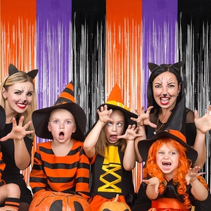 Tenda a frange per Halloween in nero, viola e arancione per decorazioni per feste