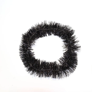 2m dense black tinsel wreath for Halloween party decoration and festive scene layouts