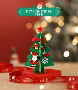 Detailed close-up of a 2025 DIY green felt mini Christmas tree with festive ornaments