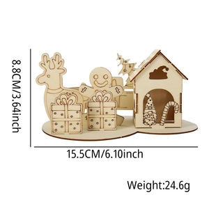 DIY Wooden Christmas Desktop Ornament with Reindeer and Cottage Decor 15.5cm x 8.8cm