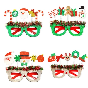 Christmas party glasses set featuring Santa Claus reindeer and snowman holiday motifs