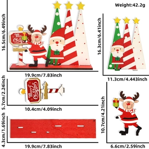 Detailed view of wooden Christmas elk ornament assembly with dimension measurements