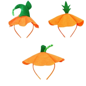 Halloween pumpkin headbands set with orange felt pumpkin designs for party decorations