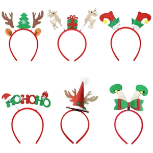 Set of 6 Christmas headbands including reindeer antlers and festive trees for holiday party