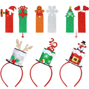 DIY Weihnachts-Haarreifen Set mit 2025 Glitzer Rentier und Schneemann Dekorationen