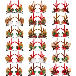 Barrettes À Cheveux En Bois De Renne De Noël Pour Femmes Filles Jolies Épingles À Cheveux De Fête De Vacances Décor De Coiffure En Tissu Plastique Strass