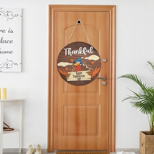 Thanksgiving Türhänger aus Holz mit Thankful-Schriftzug und Truthahn für Erntedankfest