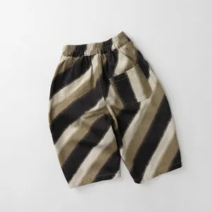 Kids wide-leg striped pants with elastic waist and back pocket in high-quality cotton