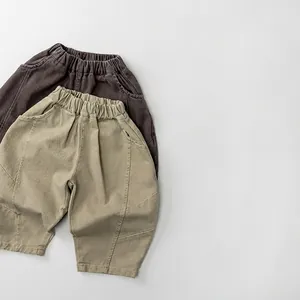 Style Coréen Pantalon Harem Décontracté en Coton pour Enfants Garçons Filles Pantalon Souple Taille Élastique pour Tout-Petits