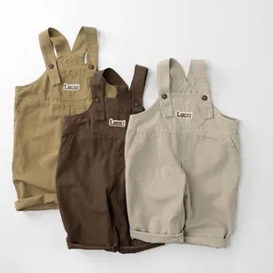 Children's Cotton Overalls Jumpsuit Korean Style Letter Printed Adjustable Straps Cargo Pants For Toddler Boys Girls Casual Wear