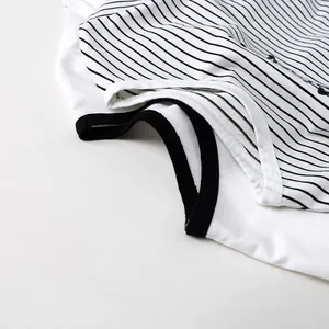 Kids long sleeve cotton striped t-shirt and white top with contrast crew neck collar