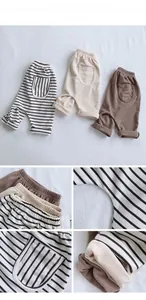 Vues détaillées du pantalon sarouel bébé en coton avec taille élastique et poche