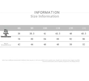 Detailed size chart for girls polka dot culottes showing length, hip, and waist measurements