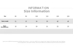 Detailed size chart for kids linen plaid shorts with waist and length measurements