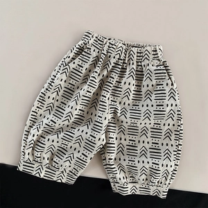 Kids Cotton Bloomers Geometric Tribal Printed Harem Pants Loose Summer Lantern Trousers For Toddler Boys Girls