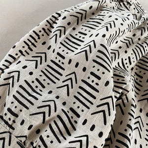Kids linen lantern pants with geometric print and breathable natural fabric texture