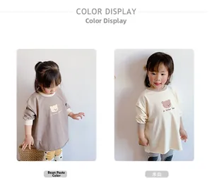 Détails des t-shirts à manches longues pour filles en rose poudré et blanc crème