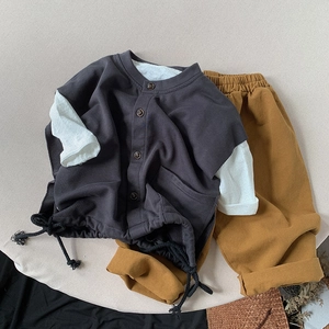 Kids Casual Cotton Knit Vest Single Breasted Cardigan For Boys Girls Spring Autumn Solid Color Charcoal Black Waistcoat