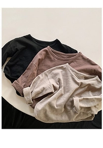 Three-pack kids long-sleeve knit shirts in black, brown and beige colors
