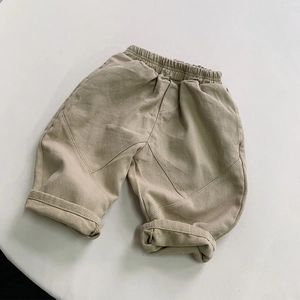 Kids Toddler Casual Cotton Wide Leg Pants Solid Color Elastic Waist Spring Autumn Trousers For Boys Girls
