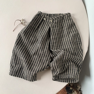 Pantalon Harem à Rayures en Coton pour Enfants Pantalon Casual Ample à Jambes Larges avec Taille Élastique pour Garçons Filles Bébé