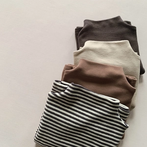 Kids thermal fleece turtleneck tops in solid colors and stripes for autumn winter wear