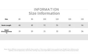 Tableau des tailles détaillé pour pantalon sarouel enfant en coton avec mesures précises