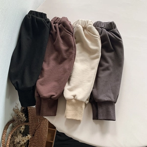 Pantalon sarouel enfant en coton, coloris noir, marron rouge, crème et gris