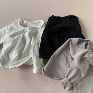 Detailed texture of bamboo cotton long sleeve t-shirts in white, black and grey