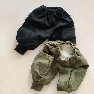 Kinder Fleece Gefütterte Cargo Hose Winter Jungen Mädchen Warm Lässig Locker Elastischer Bund Baumwolle Arbeitshose