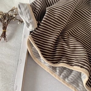 Kids vintage striped long sleeve crewneck sweatshirt in brown and beige cotton