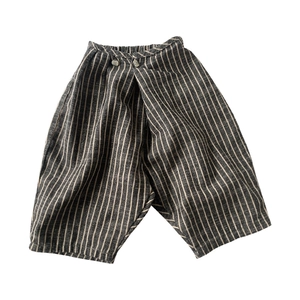 Pantalon sarouel rayé pour tout-petit avec taille croisée et boutons en coton et lin