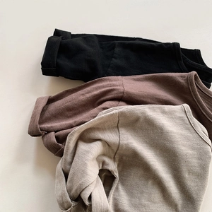 Bamboo cotton long sleeve T-shirt for kids in black, brown and cream white colors