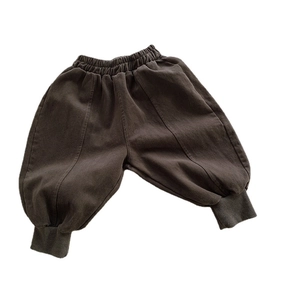Pantalon de jogging ample en coton pour enfants marron foncé avec taille élastique