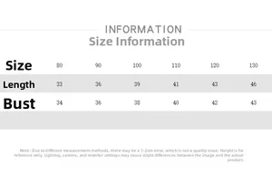 Detailed size chart for kids slub cotton vest showing length and bust in cm