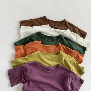 Bamboo cotton kids short sleeve T-shirts in six vibrant colors for summer wear