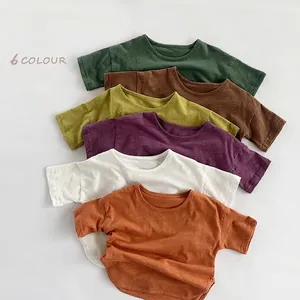 Bamboo cotton kids short sleeve t-shirts in six colors with breathable texture