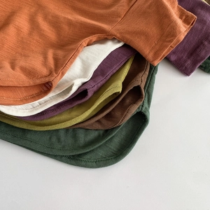 Bamboo cotton short sleeve T-shirt for kids in various natural earth tones and textures