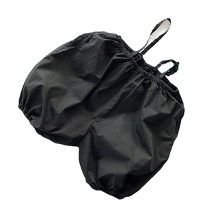 Kids black high-waisted suspender bloomers with elastic waist and leg cuffs