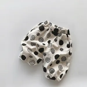 Pantalon Sarouel en Coton pour Enfants Imprimé à Pois Été Pantalon Mince Respirant pour Garçons Filles Style Coréen Bas Décontractés Amples