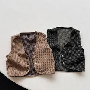 Kinder Wendbare Baumwollweste Koreanischer Stil Punktmuster Rautengitter Gesteppt Weste Für Jungen Mädchen Casual Ärmellos Top