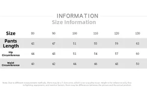 Size chart for children's stretch leggings showing length and waist measurements
