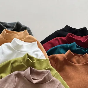 Kinder Thermo Rollkragen Baumwoll Kaschmir Langarmshirts in vielen Unifarben
