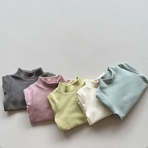 Kids thermal cotton sweater in five colors including dark grey, pink and avocado green