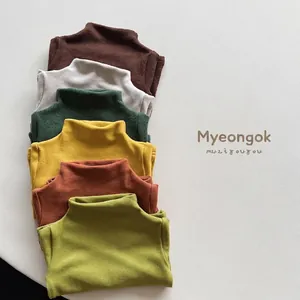 Kids thermal turtleneck knit shirts in assorted autumn colors with soft brushed fabric