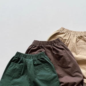 Détails de pantalons décontractés pour enfants avec taille élastique et doubles poches