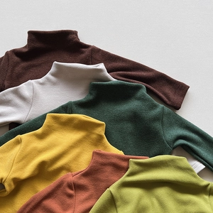 Close-up of colorful long-sleeved thermal shirts in six assorted autumn shades