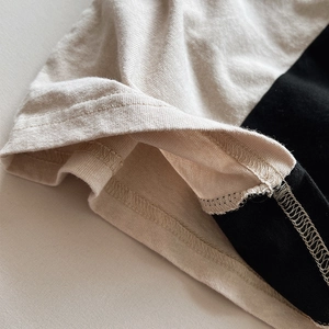 Kids long sleeve cotton T-shirt featuring high-quality color-blocked hem stitching details